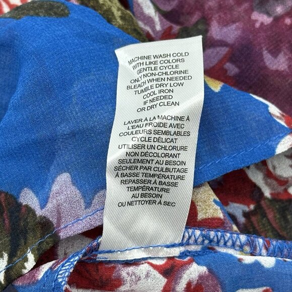 Elie Tahari Size XS Spring Blossom Print Sheer Chiffon Long Sleeve Blouse NWT - Picture 7 of 11